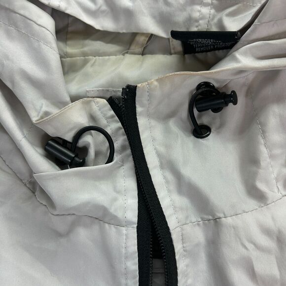 Distortion Windbreaker Jacket Mens Large White Black Colorblock Hooded 1/4 Zip - Picture 5 of 10